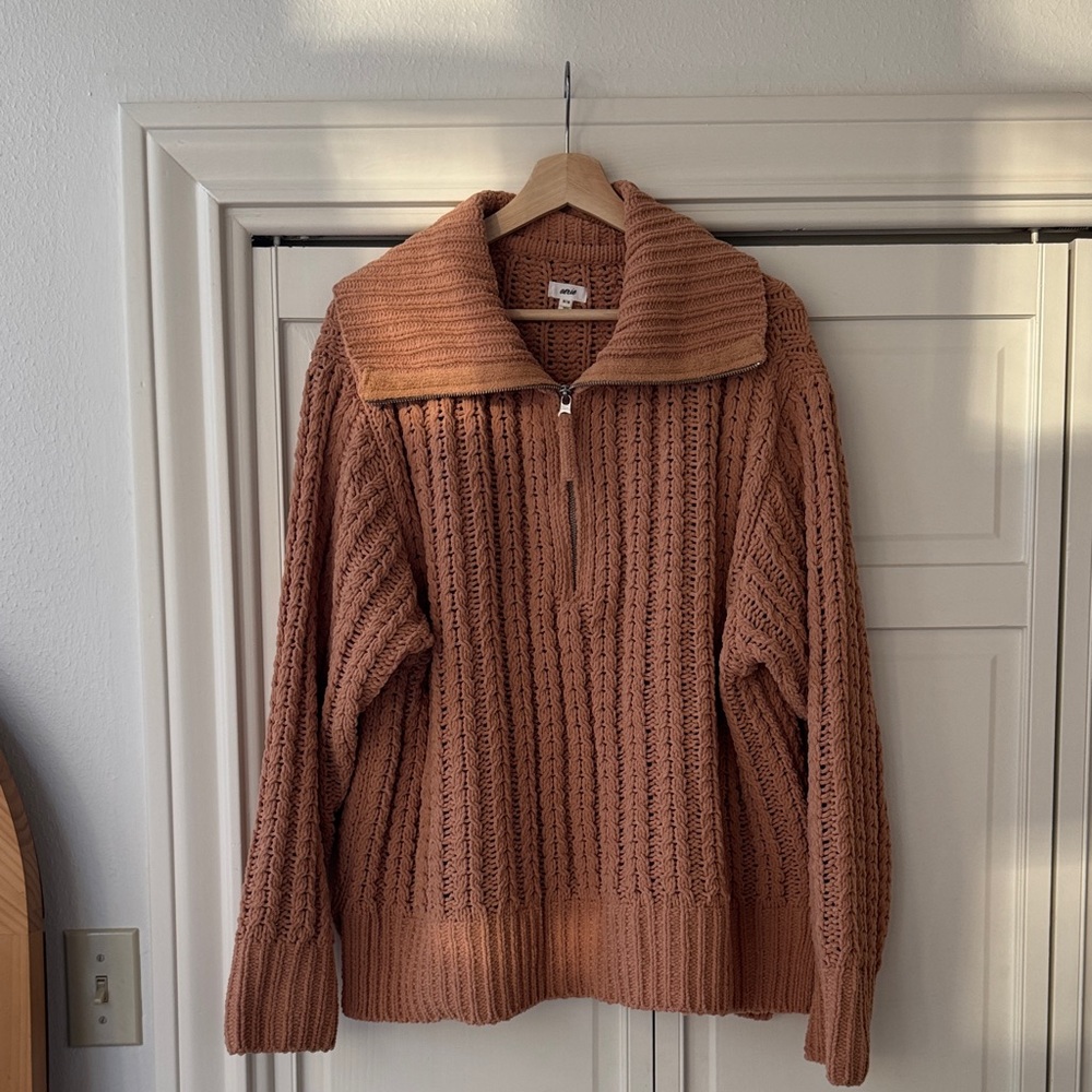 Aerie Women's Brown Half Zip Sweater